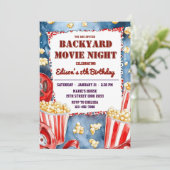 Popcorn Achtertuin Film Night Verjaardagsfeest Kaart (Staand voorkant)