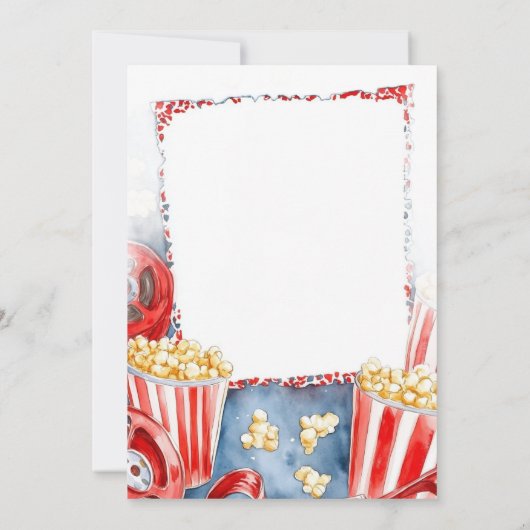Popcorn Achtertuin Film Night Verjaardagsfeest Kaart (Achterkant)