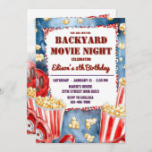 Popcorn Achtertuin Film Night Verjaardagsfeest Kaart (Voorkant / Achterkant)