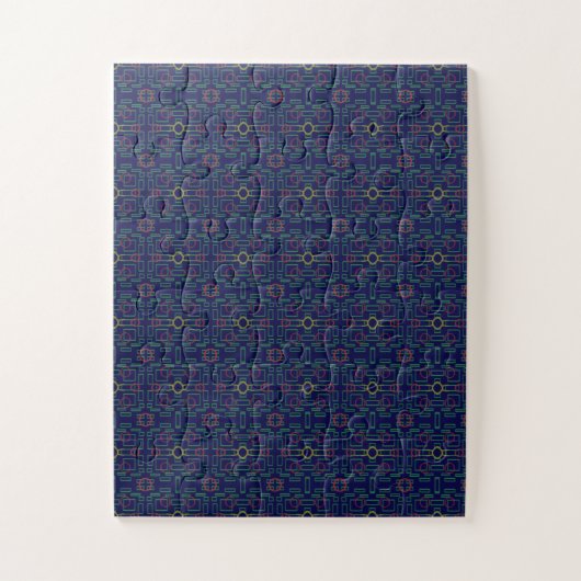 Popcorn Anime Blauwe Geometrisch Patroon Legpuzzel (Verticaal)