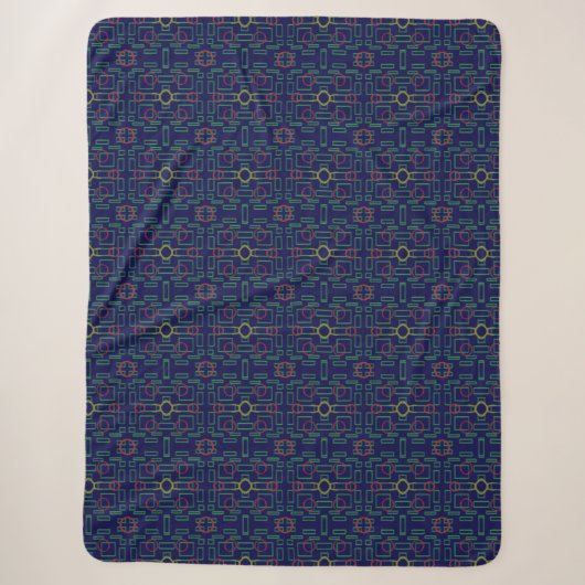 Popcorn Anime Blauwe Geometrische Sherpa Deken (Voorkant)