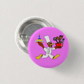 Popcorn Anime Chef Ducky Kazoo Pink Ronde Button 3,2 Cm (Voorkant /achterkant)