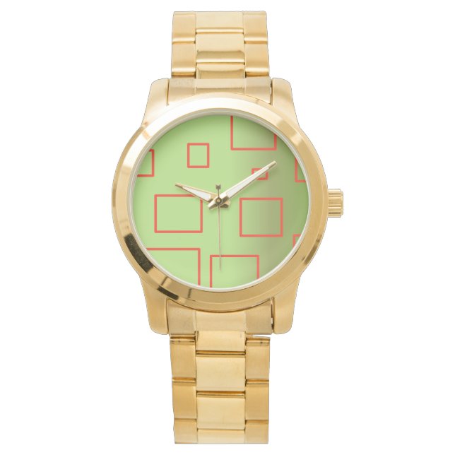 Popcorn Anime Groene Rode Rechthoeken Horloge (Voorkant)