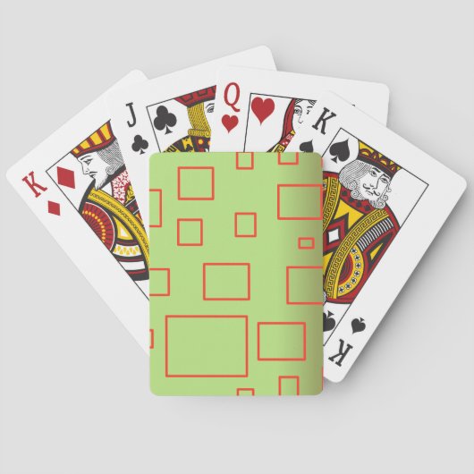Popcorn Anime Groene Rode Rechthoeken Pokerkaarten (Achterkant)
