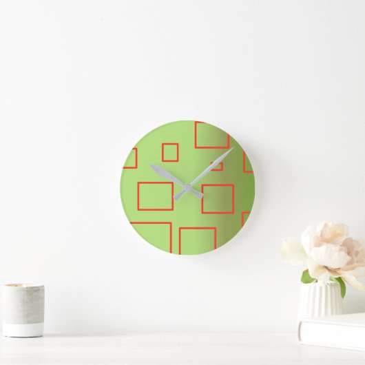 Popcorn Anime Groene Rode Rechthoeken Ronde Klok (Huis)
