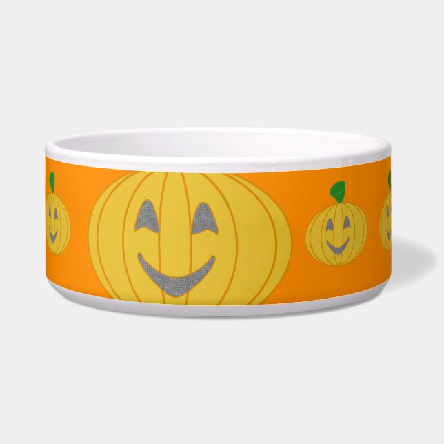 Popcorn Anime Halloween Vrolijke Pompoenen Pet Bow Voerbakje (Voorkant)