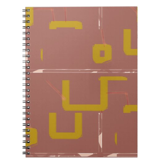 Popcorn Anime Stoneage Circuit Bruin Geometrisch Notitieboek (Voorkant)