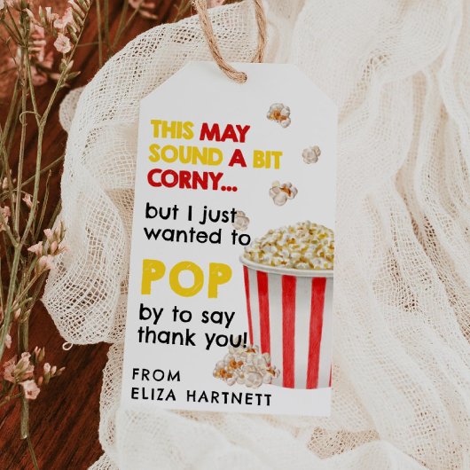 Popcorn Appreciation Gift Tag Cadeaulabel