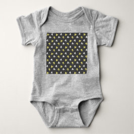 Popcorn Baby Bodysuit (donkergrijs en botergeel)