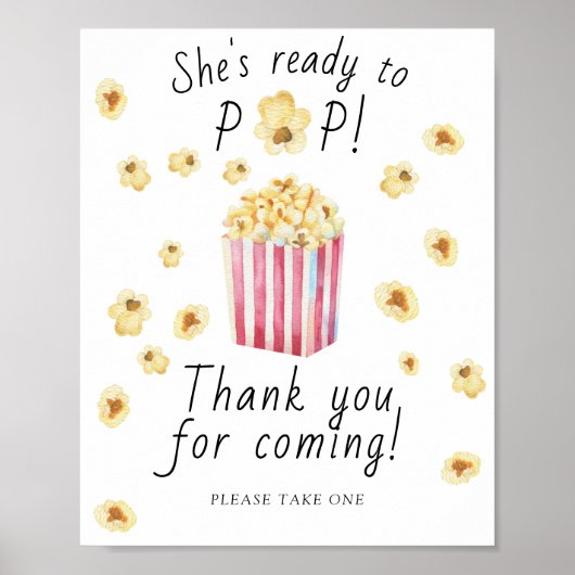 Popcorn baby shower - Bedankt voor je komst Poster (Voorkant)
