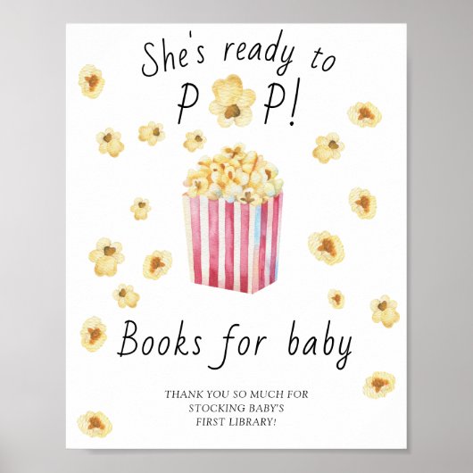 Popcorn baby shower - boeken voor baby poster (Voorkant)