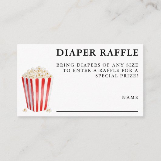 Popcorn Baby Shower Diaper Raffle Informatiekaartje (Voorkant)