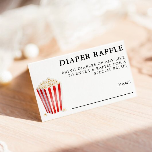Popcorn Baby Shower Diaper Raffle Informatiekaartje