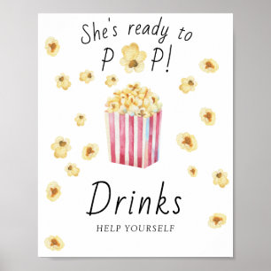 Popcorn baby shower - DRINKEN Poster