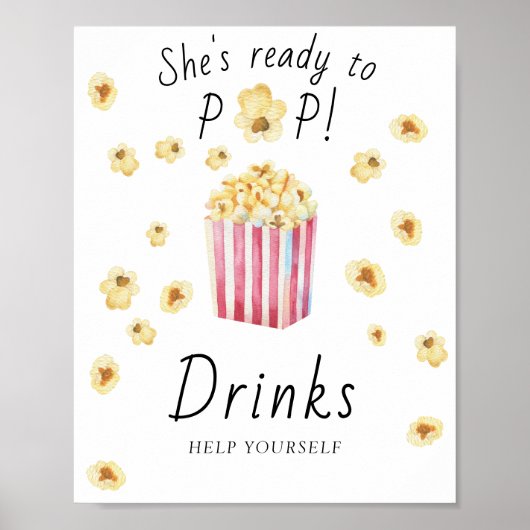 Popcorn baby shower - DRINKEN Poster (Voorkant)