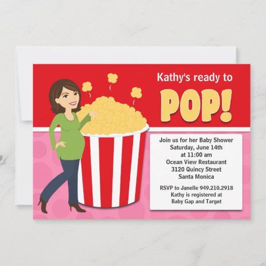 Popcorn Baby shower Invitation Kaart (Voorkant)