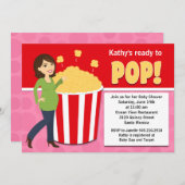 Popcorn Baby shower Invitation Kaart (Voorkant / Achterkant)