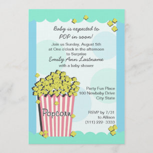 Popcorn Baby shower Kaart