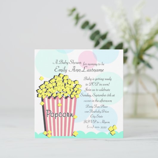 Popcorn Baby shower Kaart (Staand voorkant)