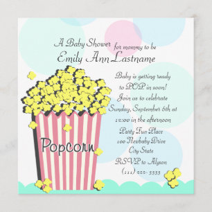 Popcorn Baby shower Kaart
