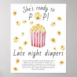 Popcorn baby shower - Late night luiers spel Poster