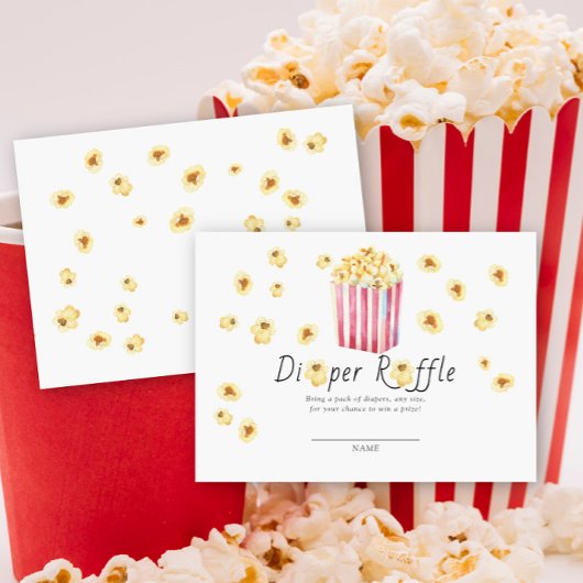 Popcorn baby shower luierverloting informatiekaartje