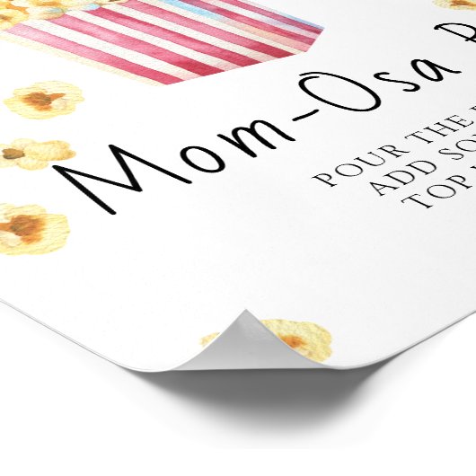 Popcorn baby shower - Mom-osa bar Poster (Hoek)