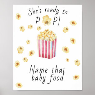 Popcorn baby shower - Noem dat baby voedsel Poster