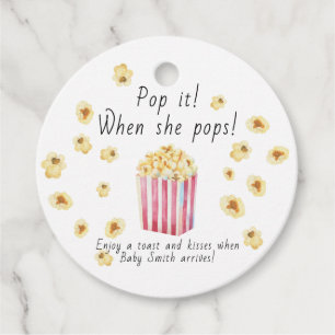 Popcorn Baby shower Pop het Wanneer ze barst Bedankjes Labels