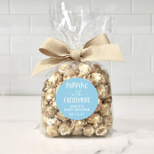 Popcorn Baby shower Popping met Excitement Favor Ronde Sticker