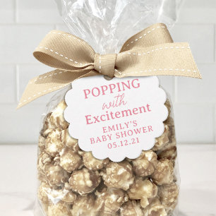 Popcorn Baby shower Popping met opwinding Bedankjes Labels
