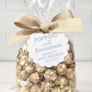 Popcorn Baby shower Popping met opwinding Bedankjes Labels