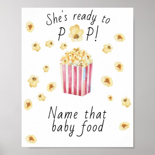 Popcorn baby shower - Raad de babyvoeding Poster (Voorkant)