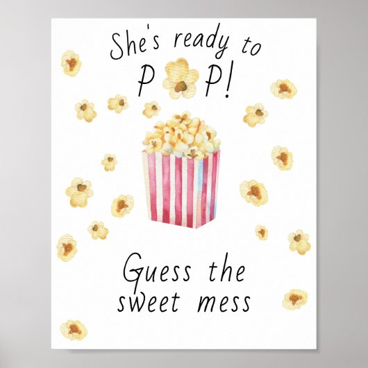 Popcorn baby shower - Raad de zoete troep Poster (Voorkant)