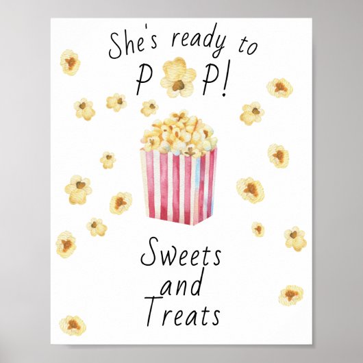 Popcorn baby shower - snoep en lekkernijen poster (Voorkant)