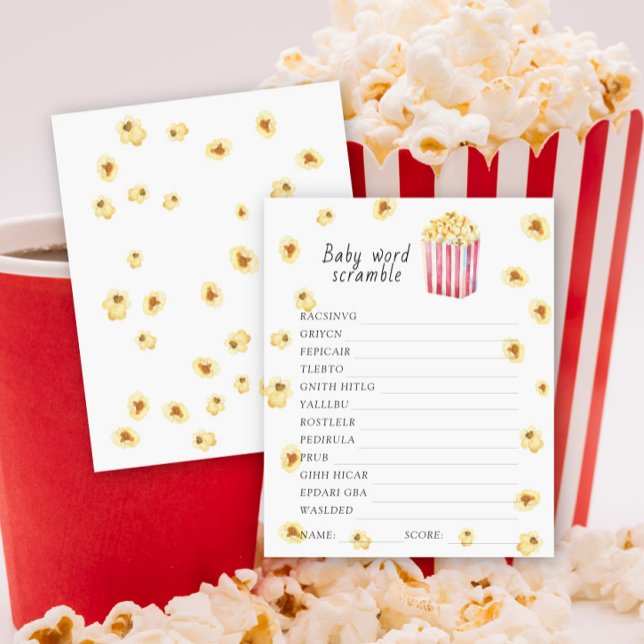 Popcorn baby shower Woordzoek spel (Creator heeft geüpload)