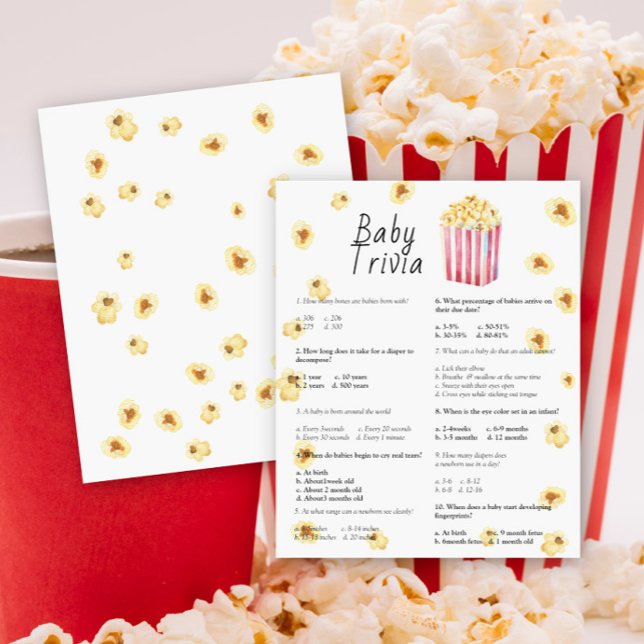 Popcorn - Baby Trivia | Baby shower spel (Creator heeft geüpload)