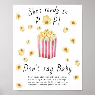 Popcorn babyfeest - zeg niet baby Poster