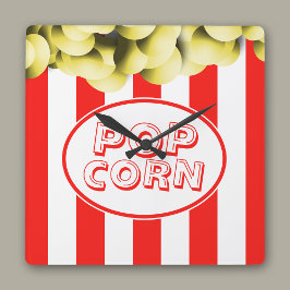 Popcorn Bag Funny Movie Theme Vierkante Klok