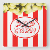 Popcorn Bag Funny Movie Theme Vierkante Klok (Voorkant)