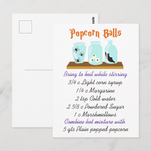Popcorn Balls Recipe Briefkaart (Voorkant / Achterkant)