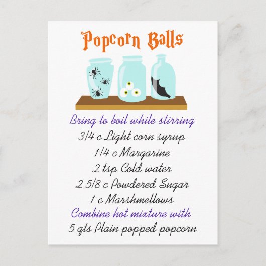 Popcorn Balls Recipe Briefkaart (Voorkant)