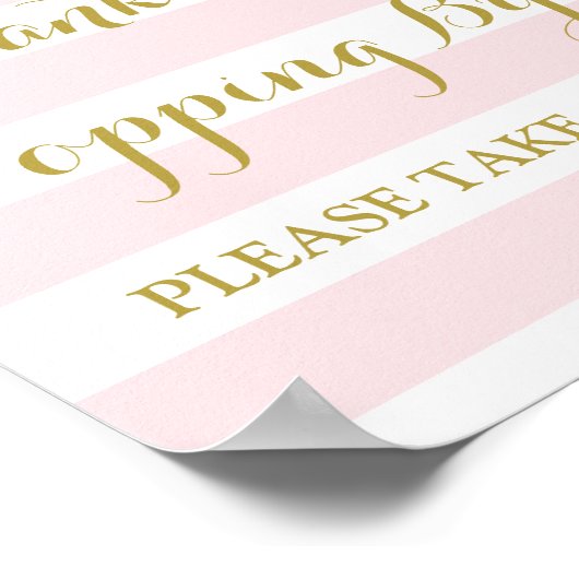 Popcorn Bar Bord Pink Strepen Gouden Sneeuwvlokken Poster (Hoek)