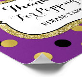 Popcorn Bar Bord Purper Zwart Goud Confetti Poster (Hoek)
