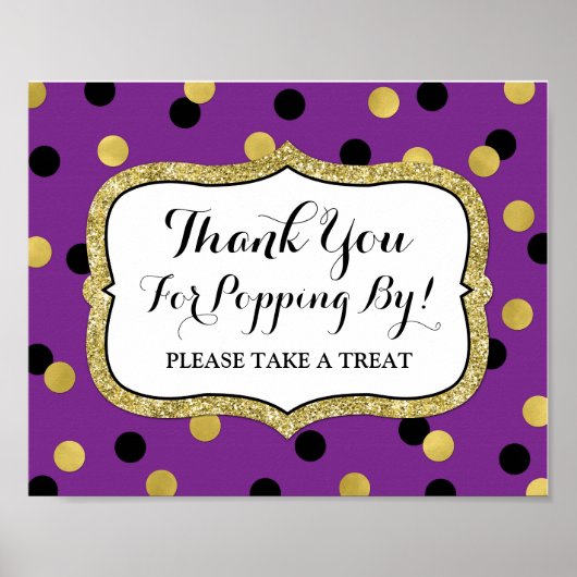 Popcorn Bar Bord Purper Zwart Goud Confetti Poster (Voorkant)