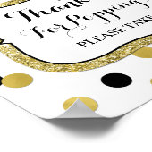 Popcorn Bar Bord Wit Zwart Goud Confetti Poster (Hoek)