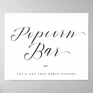 Popcorn Bar Chic Vrijgezellenfeest of Wedding Sign Poster