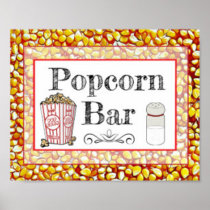 Popcorn Bar Huwelijk of Baby Shower Bord Poster