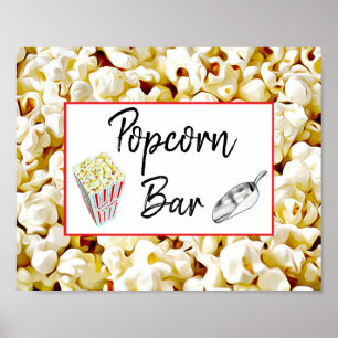 Popcorn Bar Huwelijk of Baby Shower Bord Poster