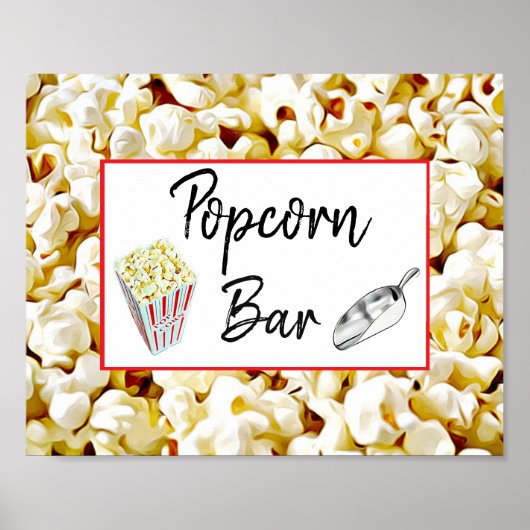Popcorn Bar Huwelijk of Baby Shower Bord Poster (Voorkant)